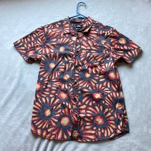 men's printed button down, size S